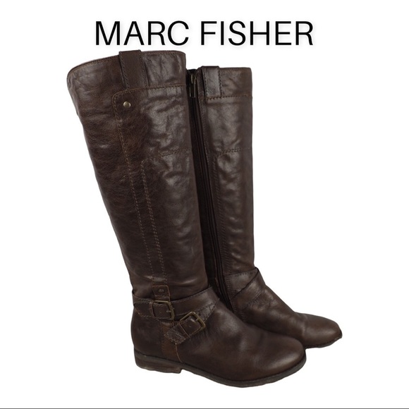 Marc Fisher 6.5 Artful brown leather riding boots - Picture 1 of 9